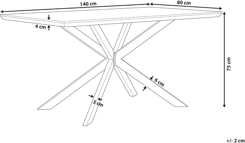 Beliani Spectra Dining Table - Light Wood Effect with Black Legs