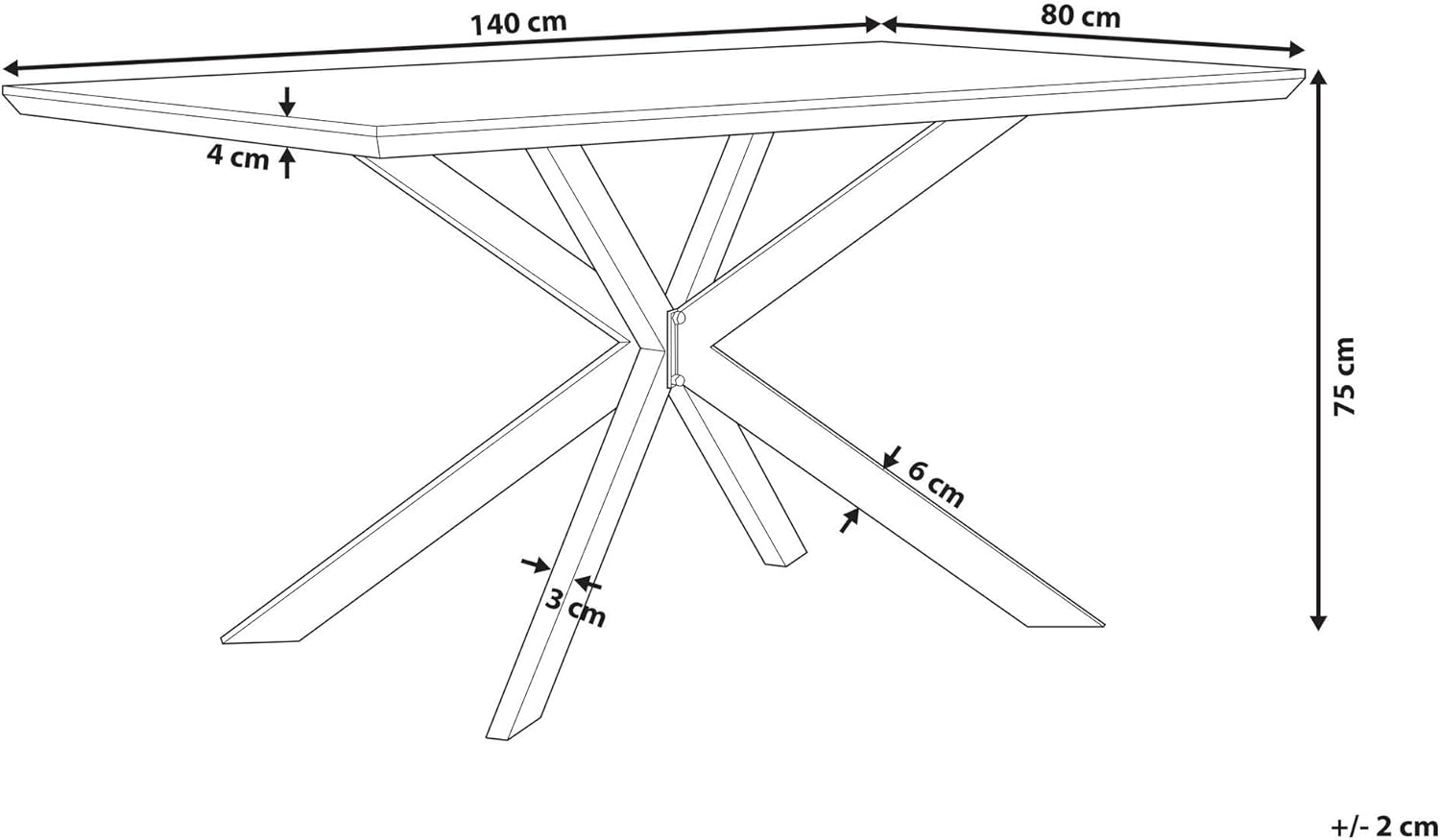 Beliani Spectra Dining Table - Light Wood Effect with Black Legs