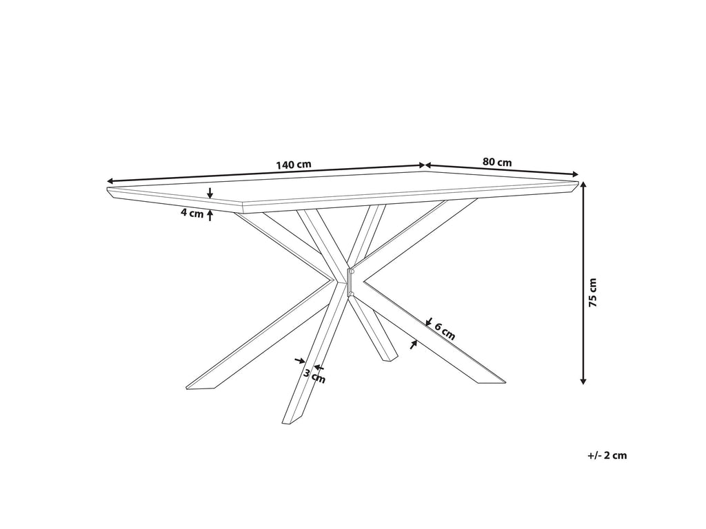 Beliani Spectra Unique Dining Table with Light Wood and Black Legs