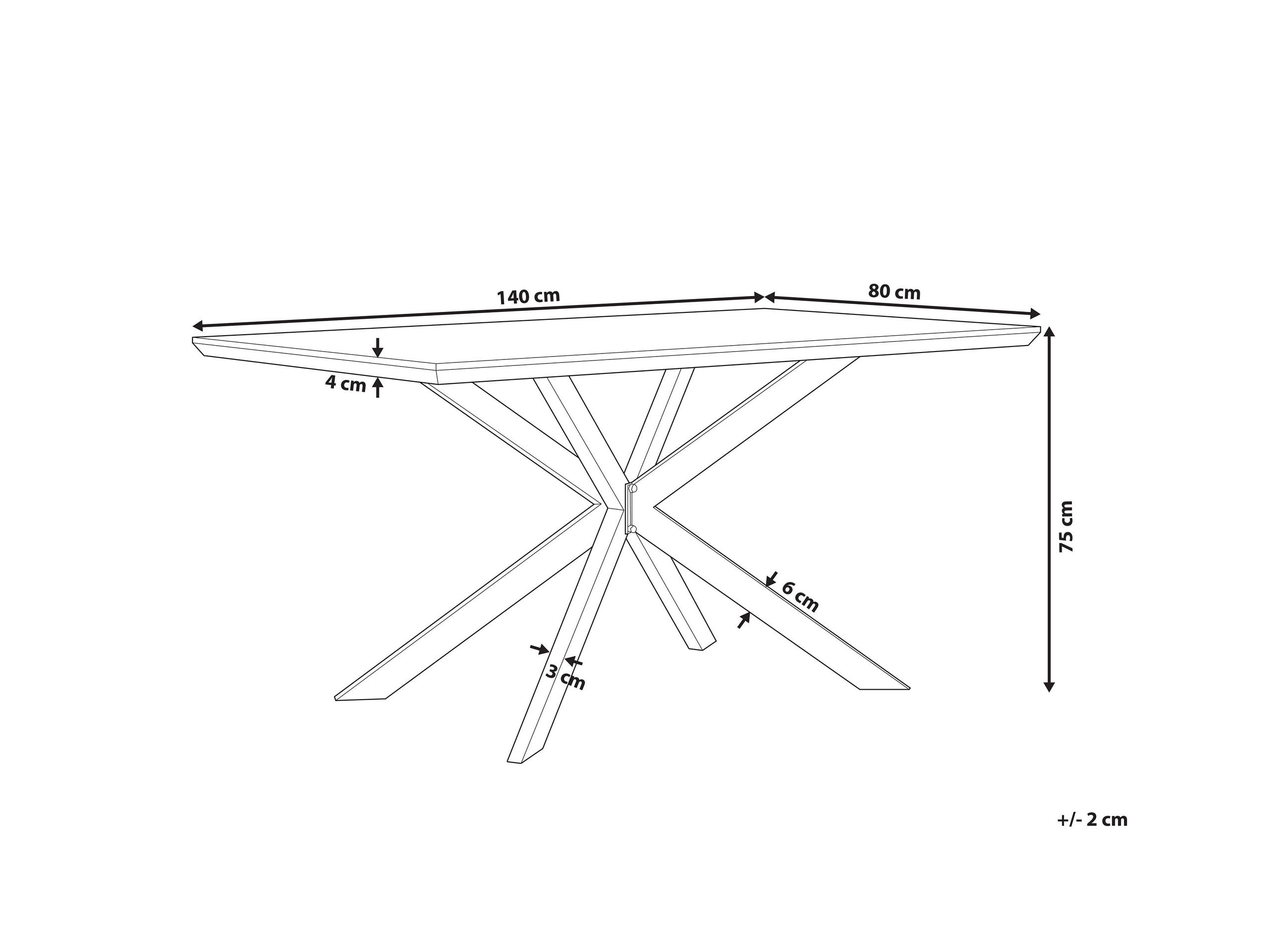 Beliani Spectra Unique Dining Table with Light Wood and Black Legs