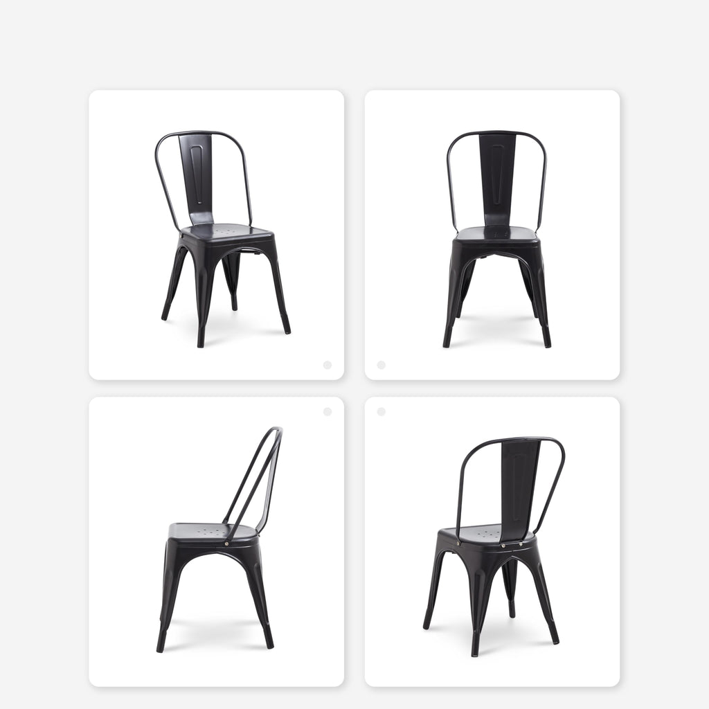 HJhomeheart Vintage Style Stackable Metal Dining Chairs Set of 4