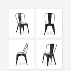 HJhomeheart Vintage Style Stackable Metal Dining Chairs Set of 4