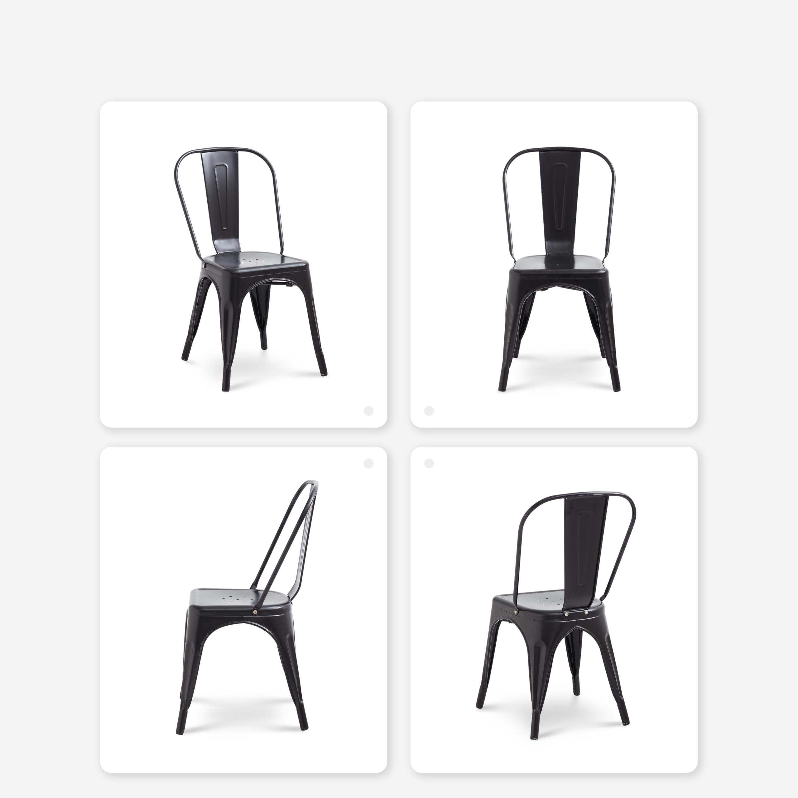 HJhomeheart Vintage Style Stackable Metal Dining Chairs Set of 4