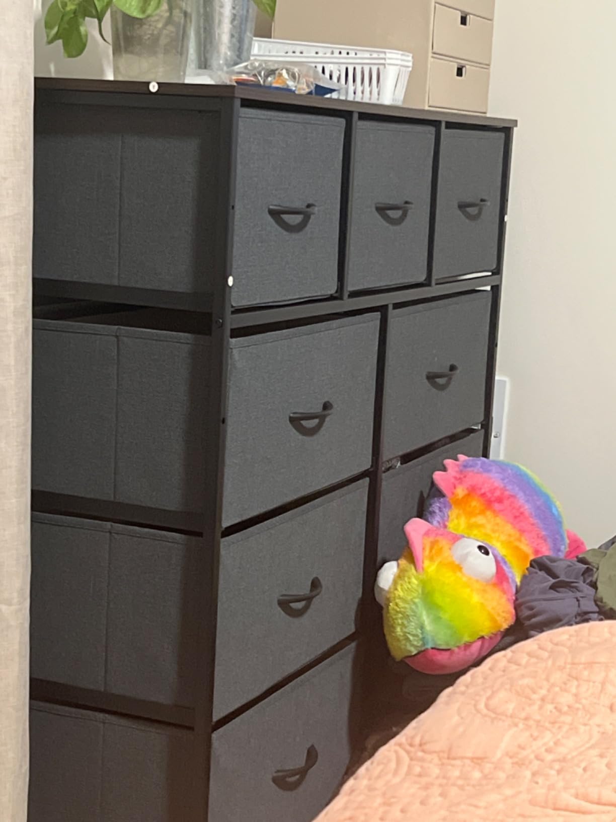WLIVE Tall 9-Drawer Fabric Dresser with Wood Top