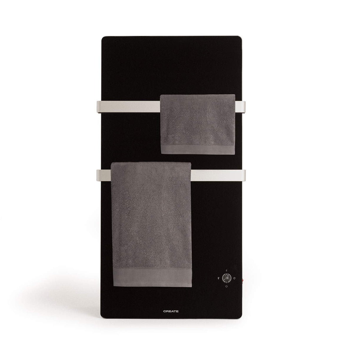 CREATE Warm Towel Glass Electric Towel Rail with Black WiFi