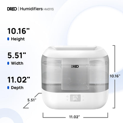 Dreo Smart Humidifiers for Bedroom, Top Fill 4L Cool Mist Humidifier with Nightlight, 32H Runtime, Touch/APP/Voice Control, Quiet Ultrasonic Humidifiers for Large Room, Home, Baby, Plants, Office