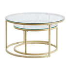 BenyLed Modern Nesting Coffee Tables Set, Glass/Gold Finish