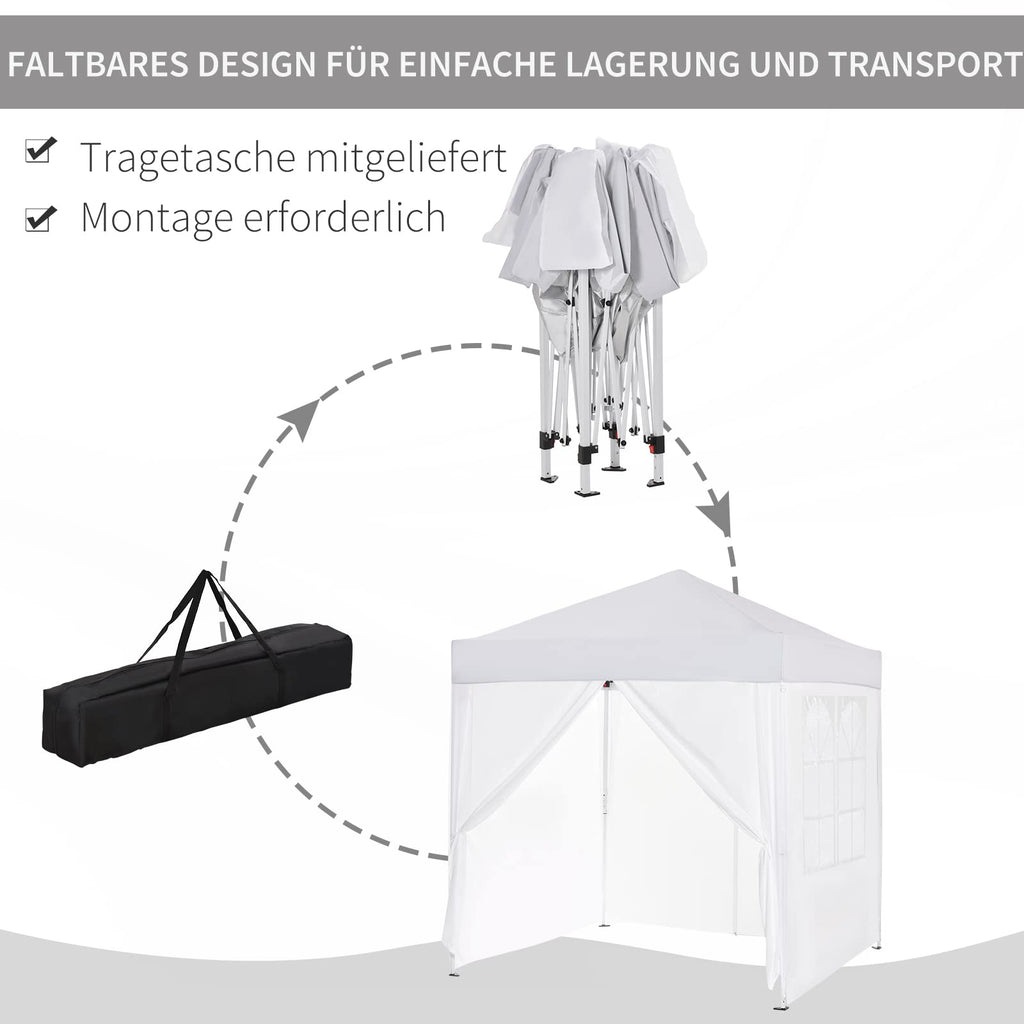 Outsunny Waterproof Pop-Up Folding Gazebo with 4 Side Walls