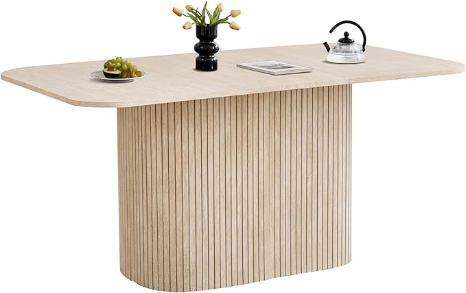 Uderkiny Nordic Rectangular Dining Table Yellow Travertine