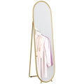 HOMCOM full length mirror with gold tone metal frame and oval shape