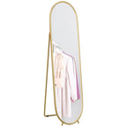 HOMCOM full length mirror with gold tone metal frame and oval shape