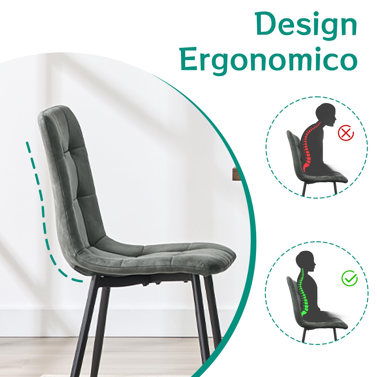 JIJIAN Set of 4 Dining Room Chairs with Technological Fabric