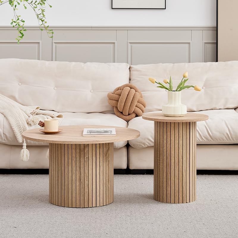 GrandCA HOME Set of 2 Stackable Drum Coffee Tables