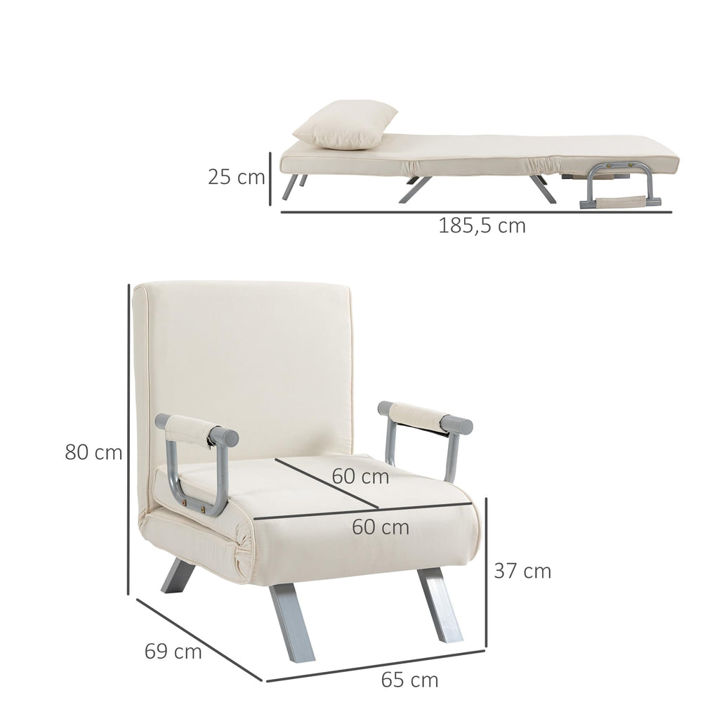 HOMCOM 1 Seater Convertible Armchair Sofa Bed with Removable Cover