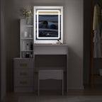 UDIYO Vanity Desk with LED Lights and Adjustable Brightness Mirror