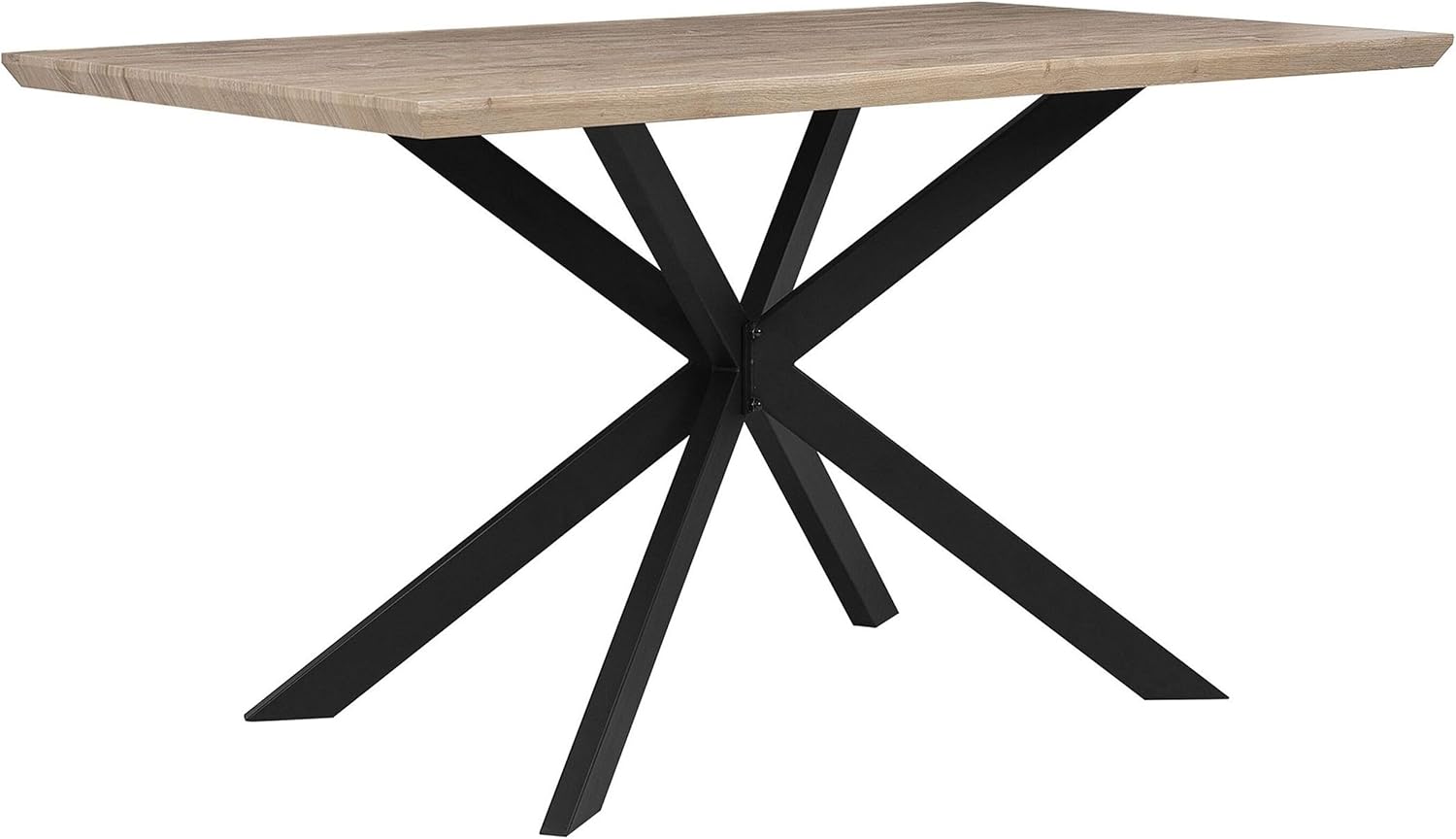 Beliani Spectra Dining Table - Light Wood Effect with Black Legs