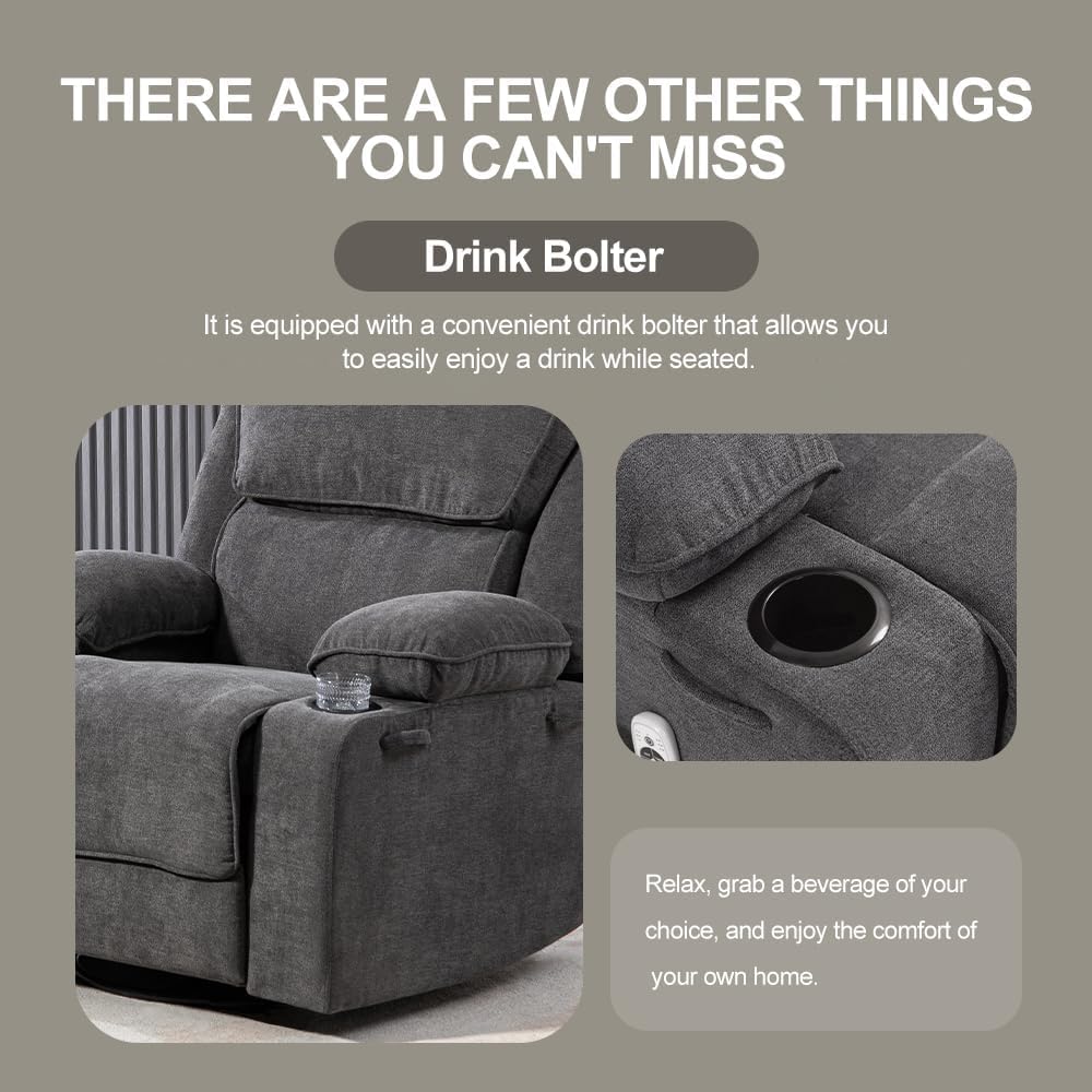 BRTHORY Rocker Recliner Chair with Massage, Heated, 360° Swivel
