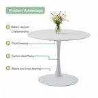 GrandCA HOME 110cm Round Dining Table in White