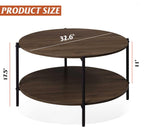 WLIVE 2-Tier Round Coffee Table with Storage Shelf