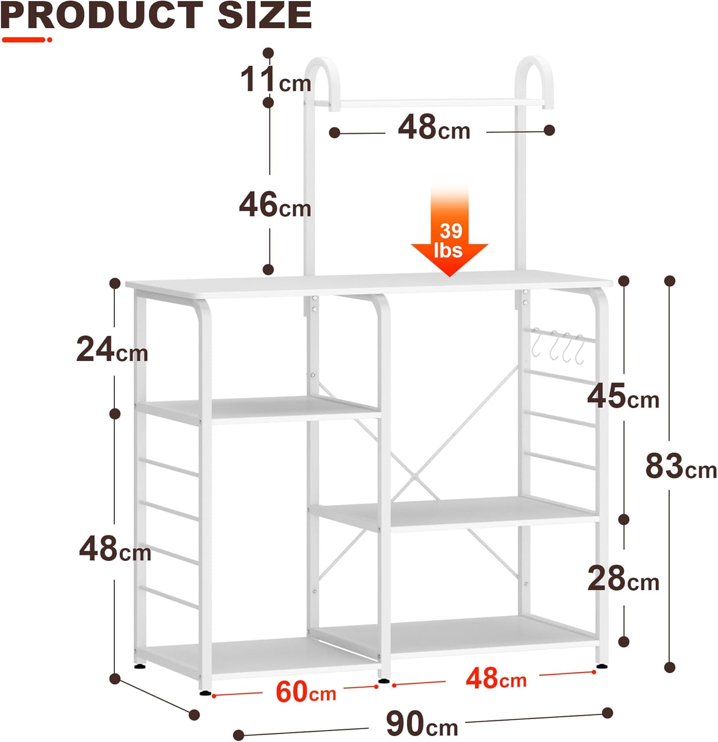Sogesfurniture Kitchen Baker's Rack - White