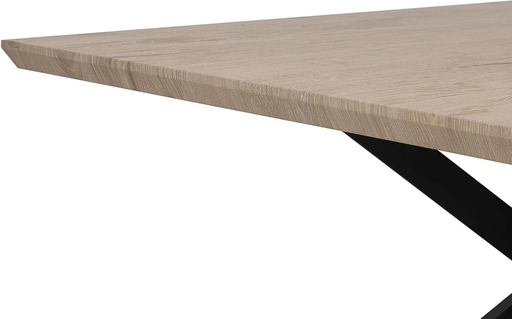 Beliani Spectra Dining Table - Light Wood Effect with Black Legs
