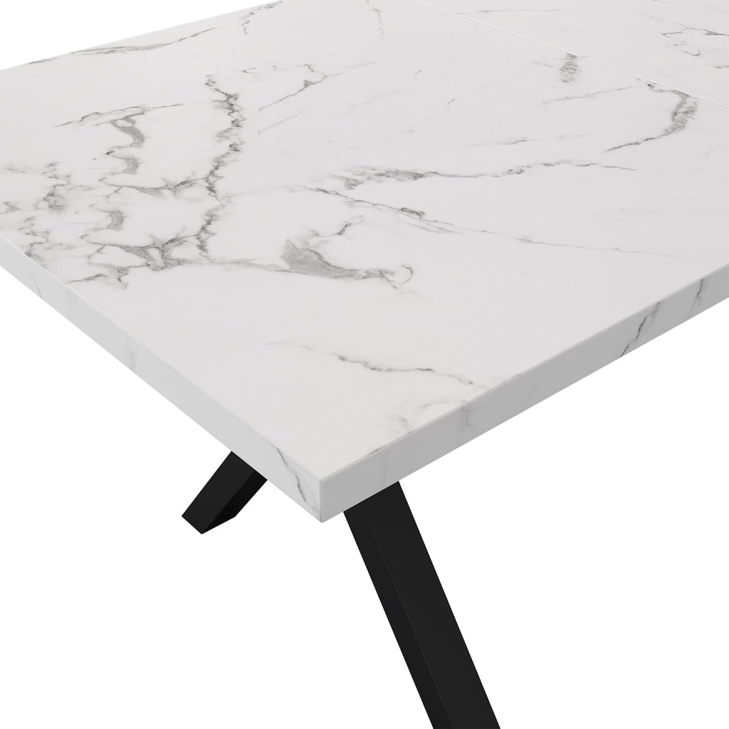 Generisch Modern Minimalist Dining Table White & Black Marble