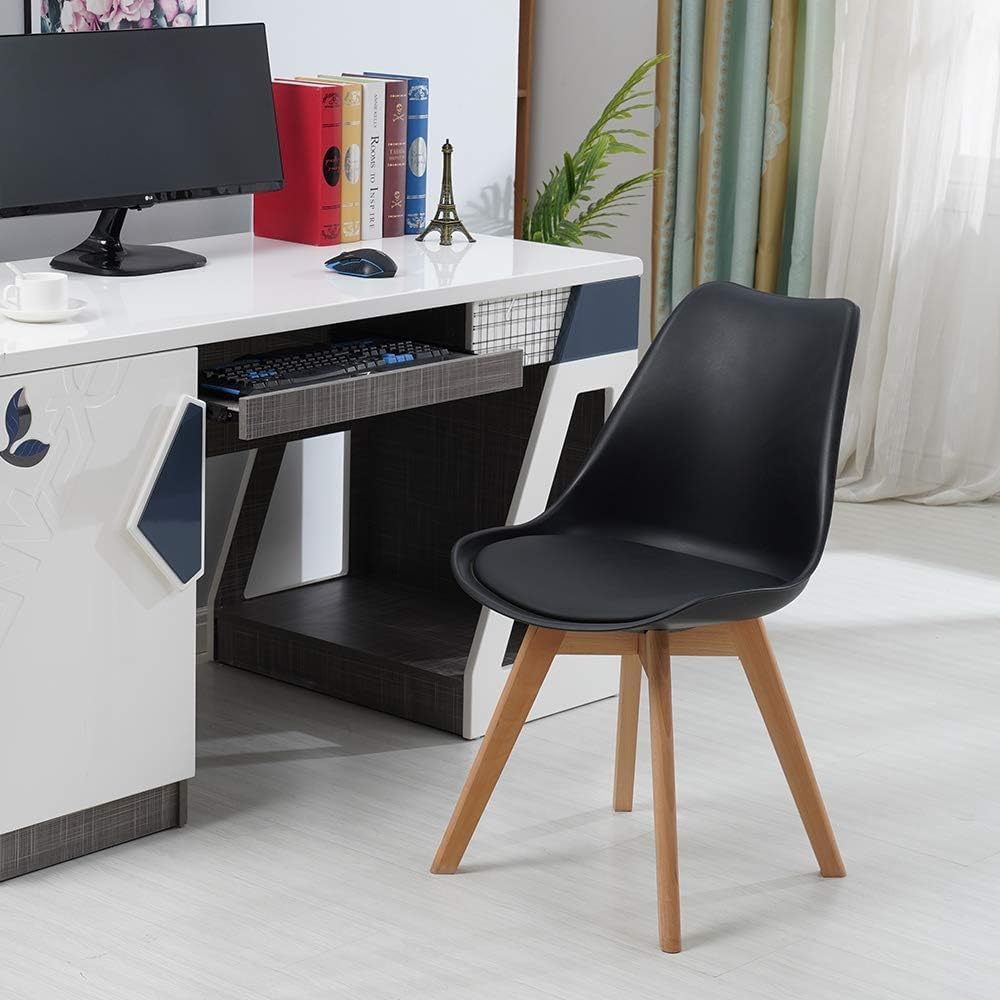 Life Interiors 6-Piece Retro Modern Dining Chair Set with Cushioned Pad Seat
