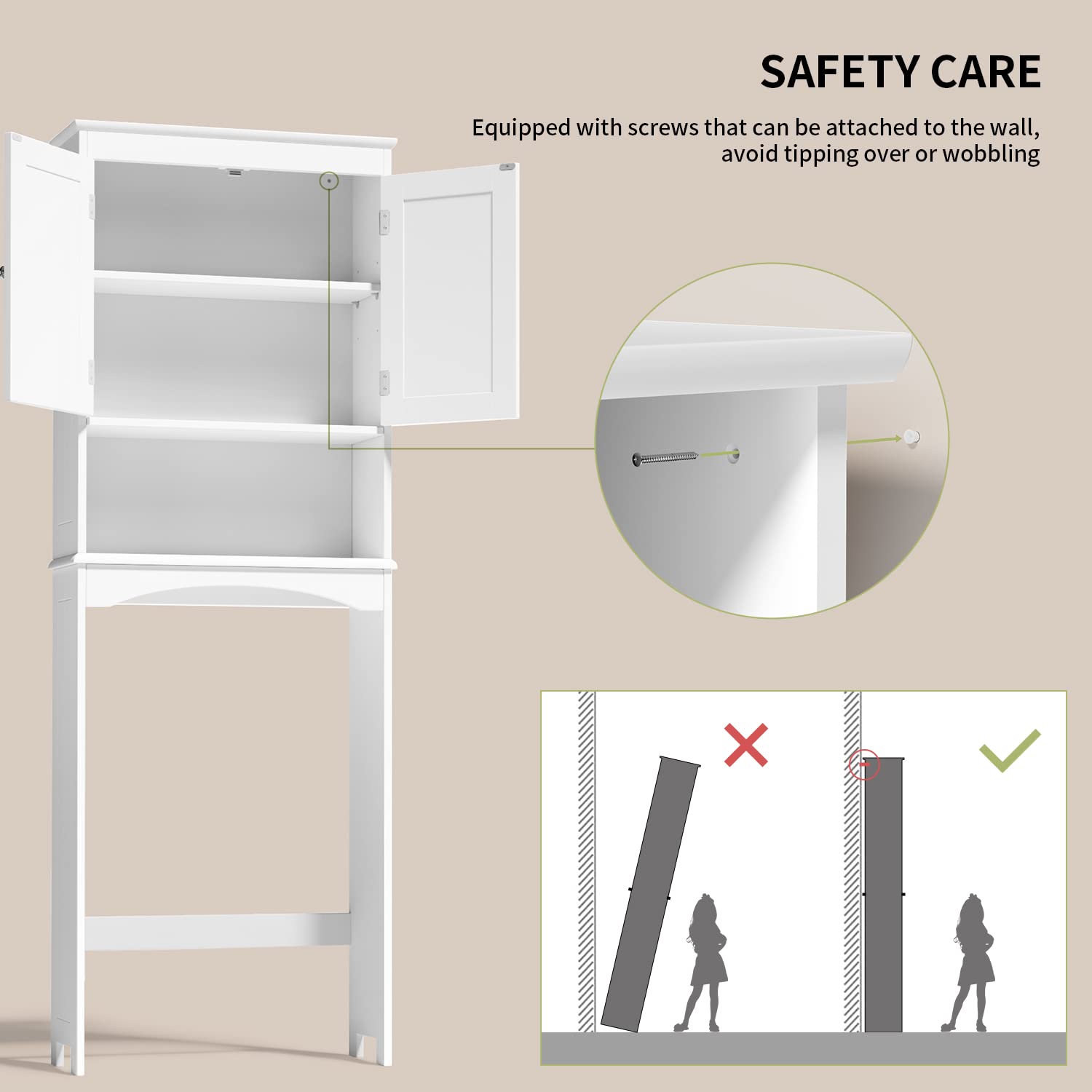 Gizoon Over the Toilet Storage Cabinet with Adjustable Shelf