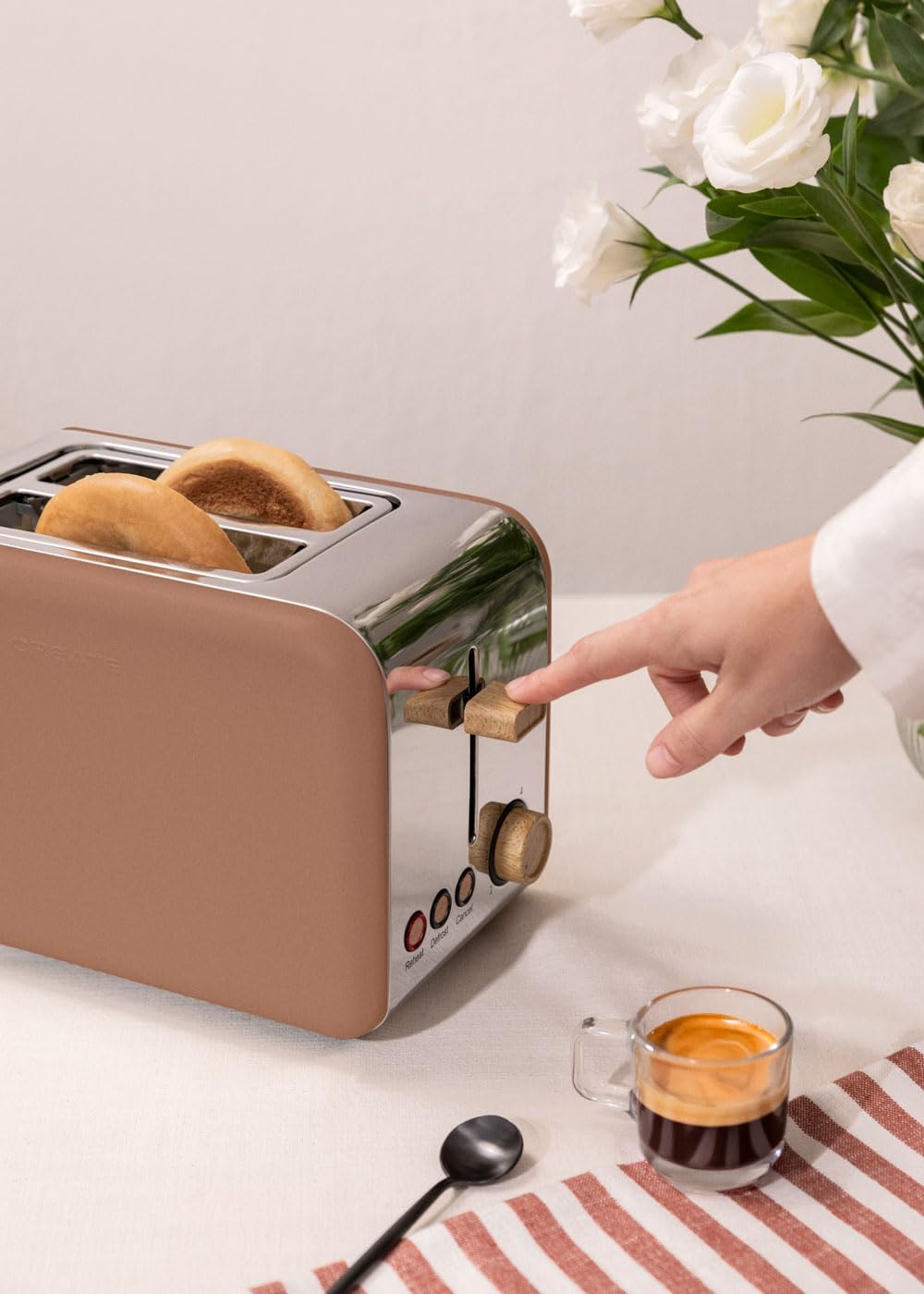 CREATE Retro Mocha Toaster with 6 Power Levels