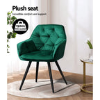 Artiss Set of 2 Green Velvet Dining Chairs