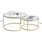 BenyLed Modern Nesting Coffee Tables Set, Glass/Gold Finish
