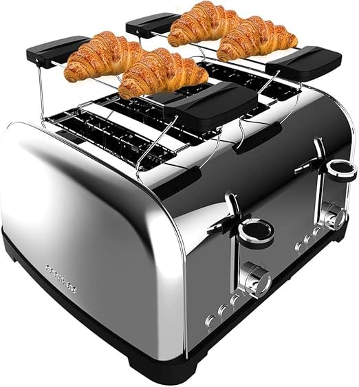 Cecotec Toastin' time 1700 Double Stainless Steel Vertical Toaster with 4 slots and crumb tray