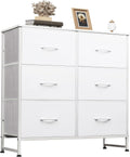 WLIVE White 6-Drawer Wood Dresser with Metal Handle