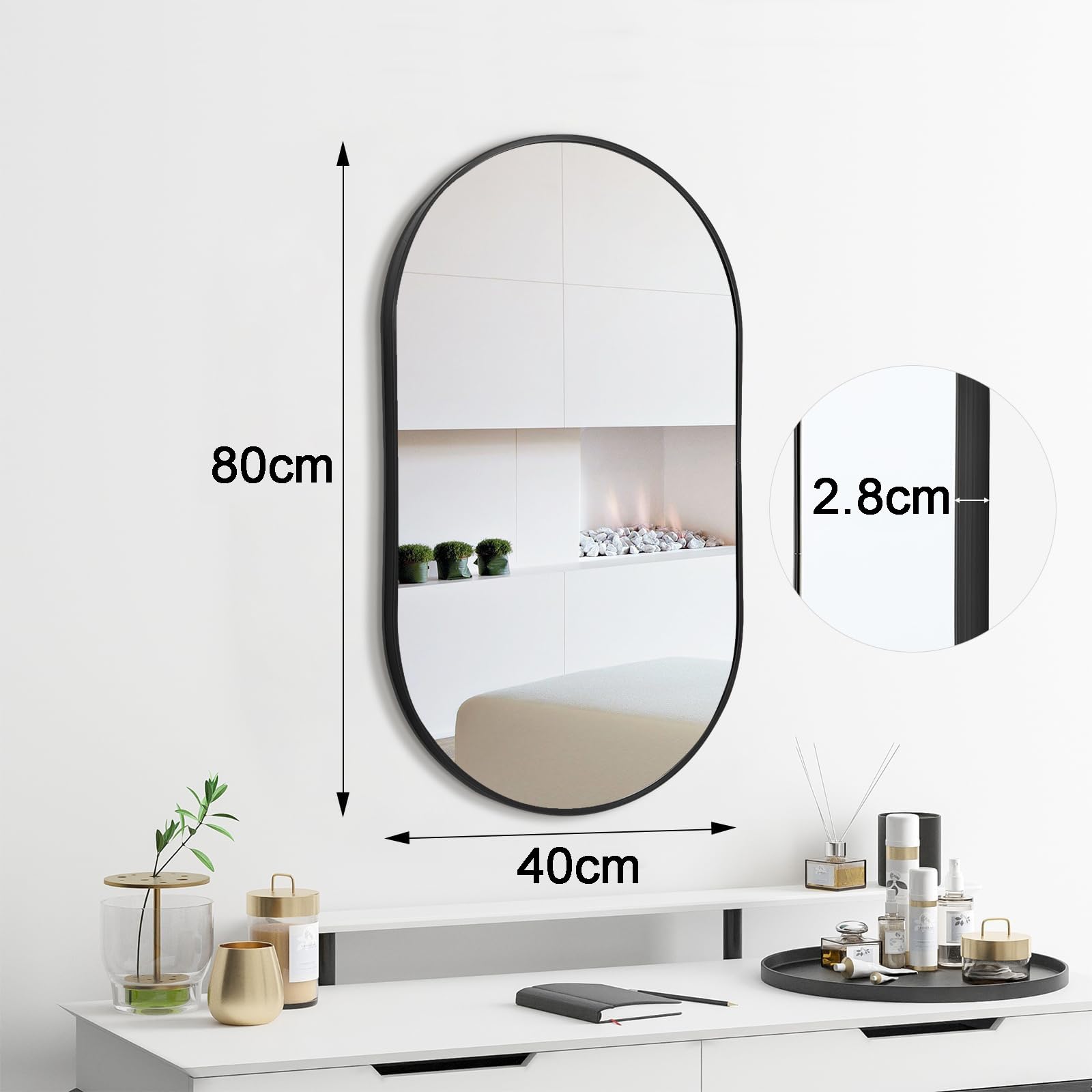 Hoiweqr Brushed Bathroom Vanity Mirror Wall-Mounted