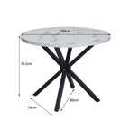 EGOONM Round Marble Look Dining Table with Metal Legs