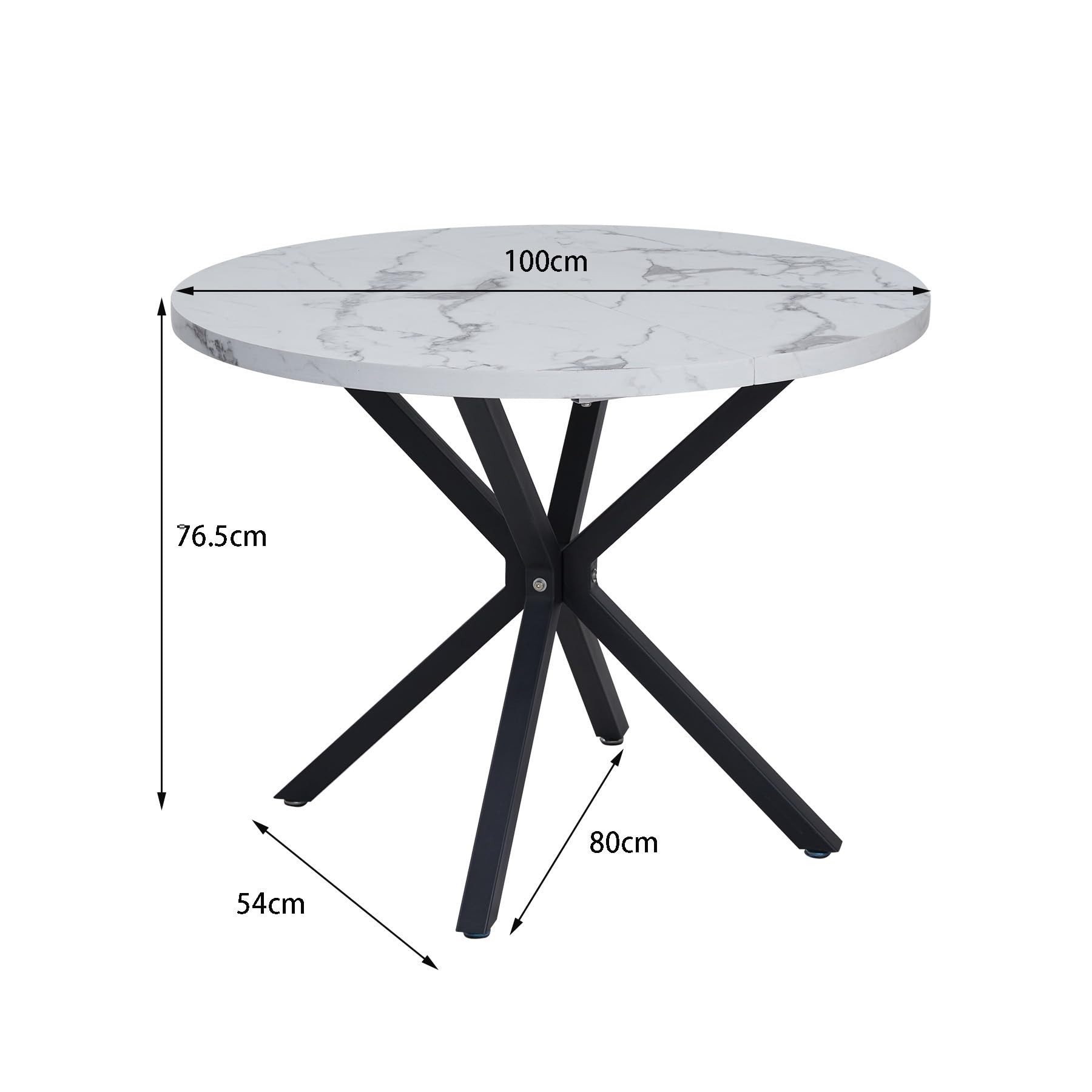 EGOONM Round Marble Look Dining Table with Metal Legs