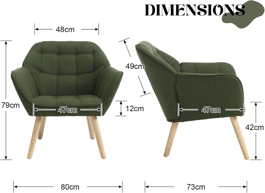 chairus Set of 2 Linen Tub Chairs - Green