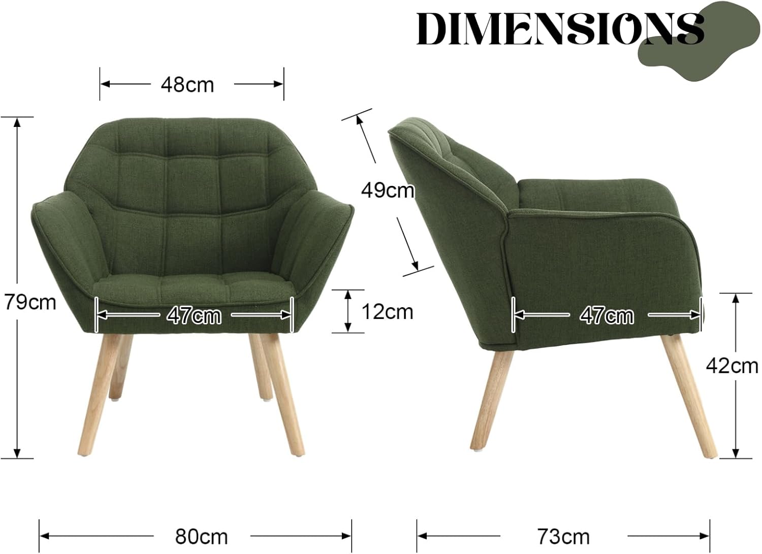 chairus Set of 2 Linen Tub Chairs - Green