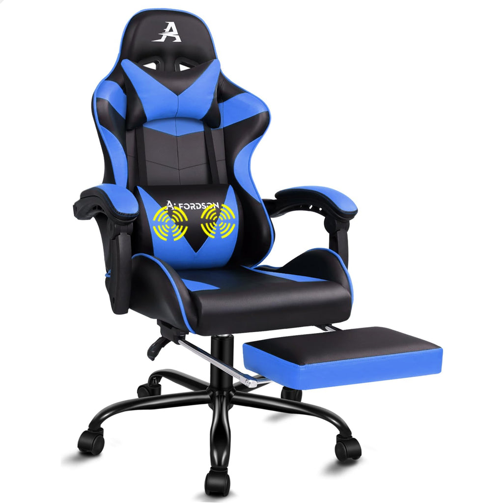 Stylish ALFORDSON gaming chair with high back, lumbar cushion, and swivel features