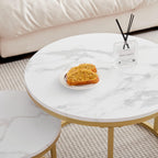 JZGORC Set of 2 Stackable Coffee Tables with Marble Pattern