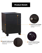 Happy Home 3 Drawer Lockable Wooden Document Cabinet