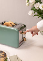 CREATE Retro Sage Green Toaster with 6 Power Levels