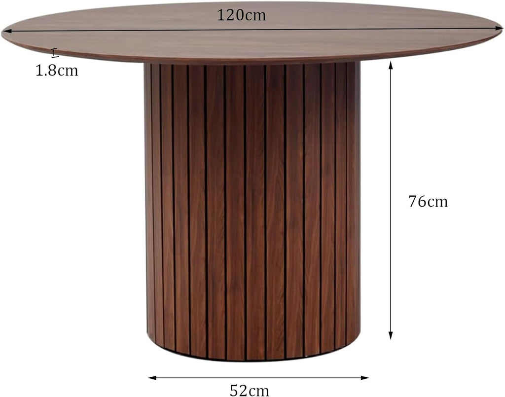GrandCA HOME Round Dining Table - 120cm Dark Brown