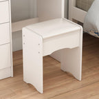 ECACAD Vanity Desk Set with LED Lighted Round Mirror, Makeup Dressing Table with 5 Drawers, Storage Shelves & Cushioned Stool for Bedroom, White