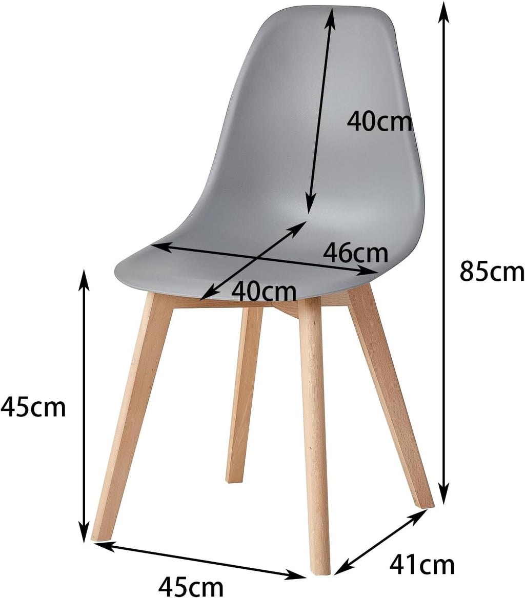 HJhomeheart 4 Grey Dining Chairs with Solid Beech Wood Legs