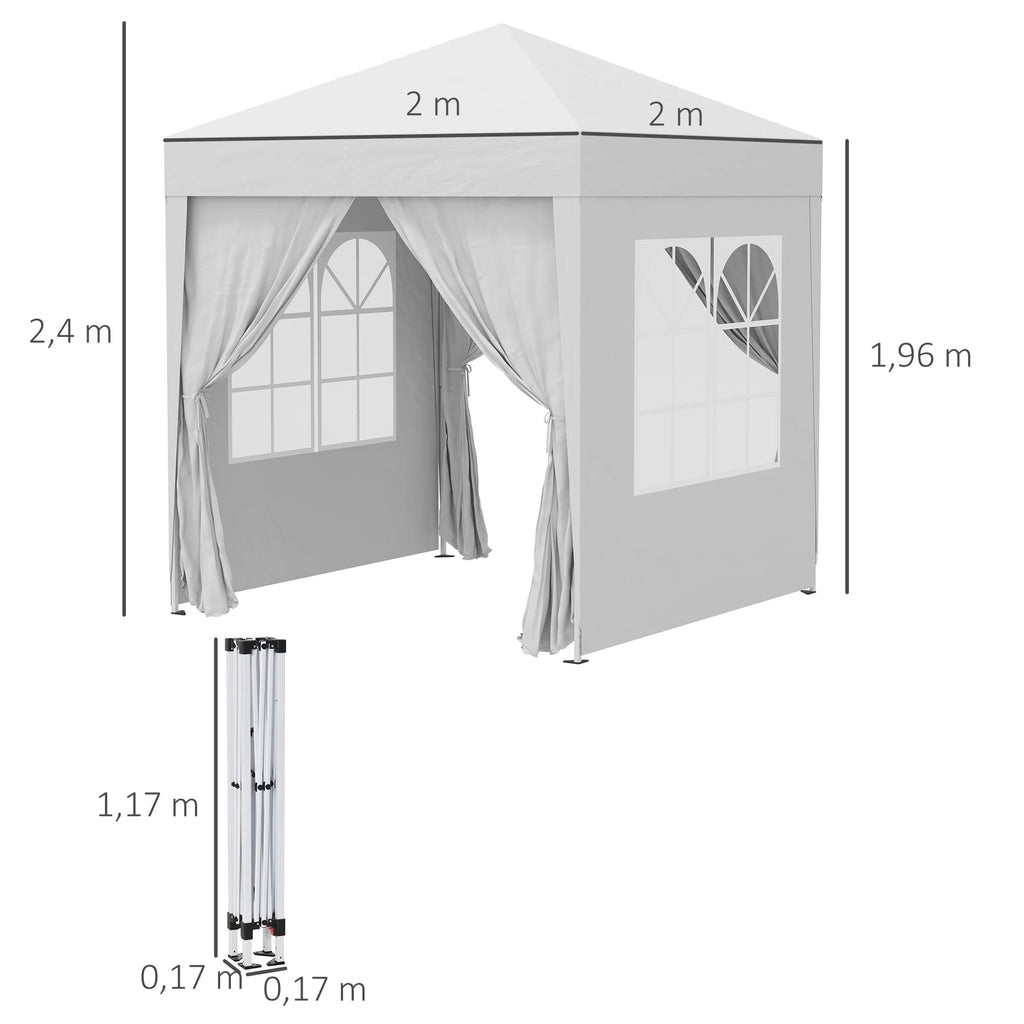 Outsunny Waterproof Pop-Up Folding Gazebo with 4 Side Walls