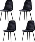 KEIVVAKN Black Velvet Dining Chairs Set of 4 Mid Century Modern