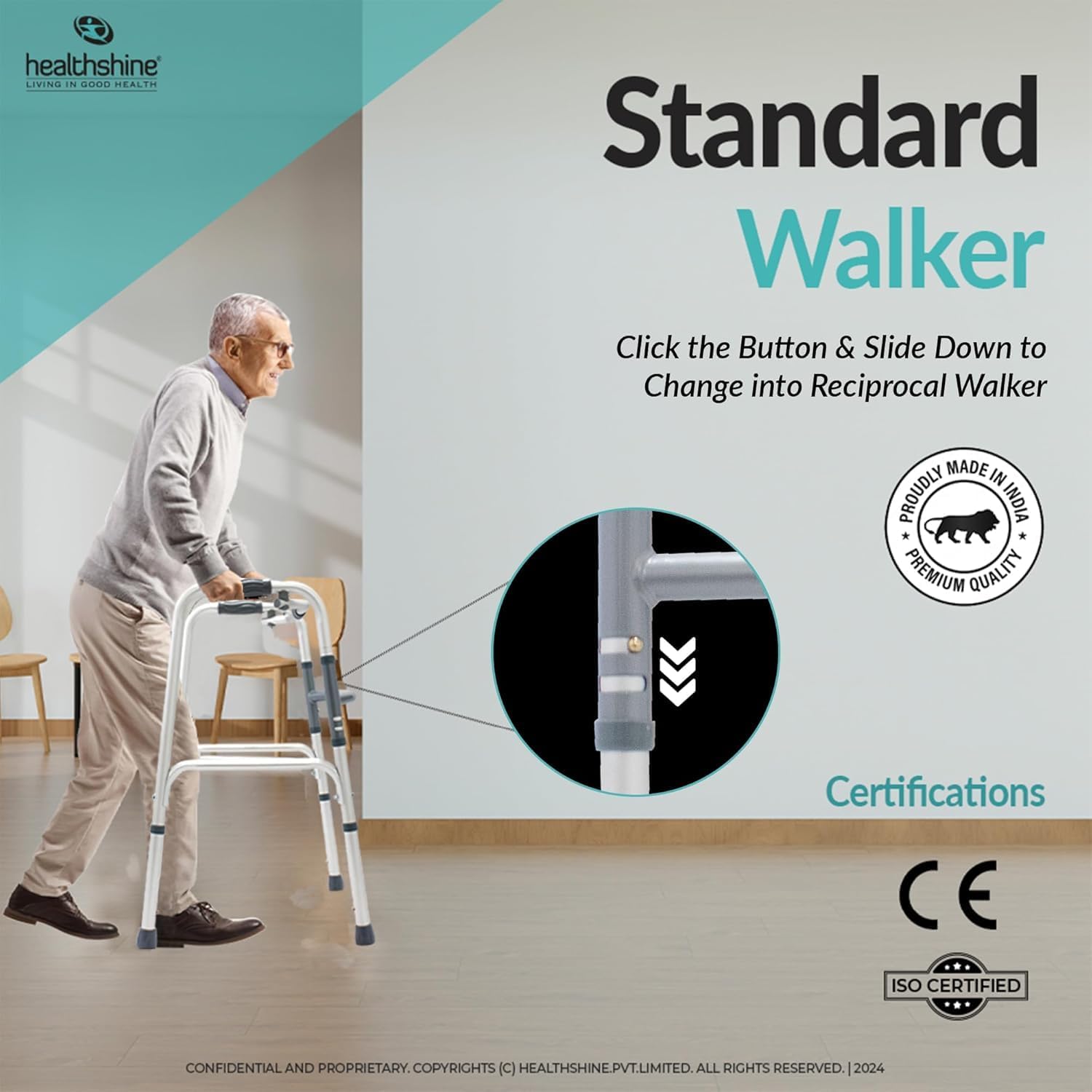 Healthshine Lightweight Foldable Walker HS913L - aluminum frame