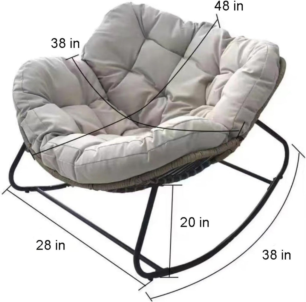 Patio Rocking Outdoor Papasan Chair with Cushion