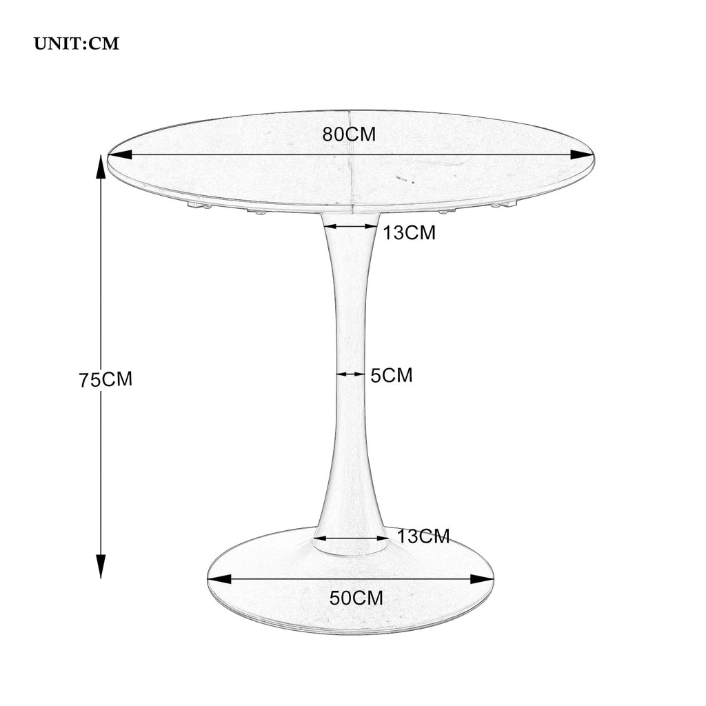 GrandCA HOME Modern Round Dining Table 80cm White
